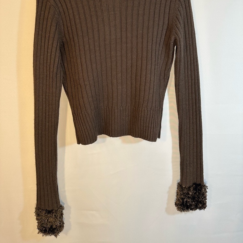 52 Weekends Sweater Cardigan Womens Size L Knit Fury Trim Collar Sleeve Stretchy - Picture 8 of 13